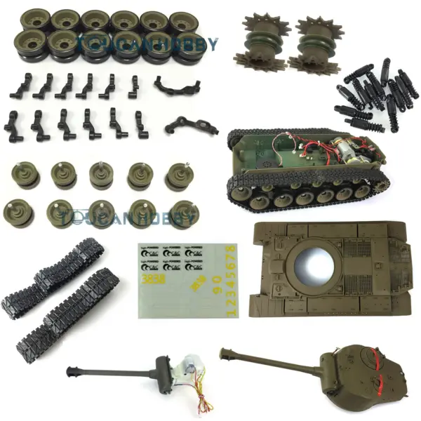 Henglong 1/16 USA M26 Pershing RC Tank 3838 Plastic Chassis Tracks Wheels Decal Shockable Recoil Barrel BB Unit Turret Upper Hull