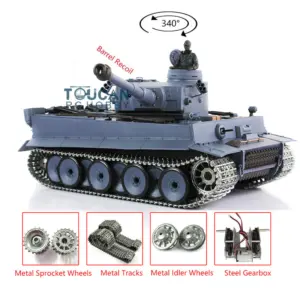 Henglong Remote Control Tank 1/16 7.0 Version Upgraded German Tiger I 3818 w/ Barrel Recoil Metal Idler Sproket Wheels Tracks