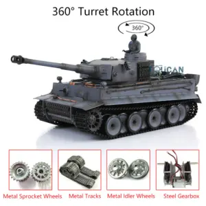 Henglong 1/16 Upgraded German Tank 3818 Radio Control Tiger I RC Tank 7.0 W/ 360Degrees Rotating Turret Metal Idler Sproket Tracks