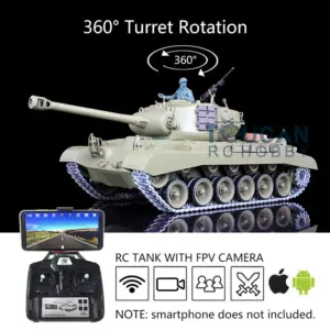 1/16 Scale Henglong Upgraded RC Tank 3838 USA M26 Pershing w/ FPV 360Degrees Rotating Turret Sound Effect Metal Tracks Sproket Wheels