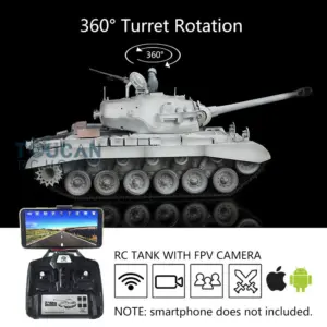 1/16 Scale Henglong Upgraded RC Tank 3838 USA M26 Pershing w/ FPV 360Degrees Rotating Turret Sound Effect Metal Tracks Sproket Wheels