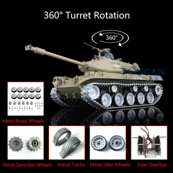 Henglong 1/16 Scale 7.0 Customized Walker Bulldog RTR Remote Control Tank 3839 w/ 360Degrees Rotating Turret Metal Sproket Wheels Tracks