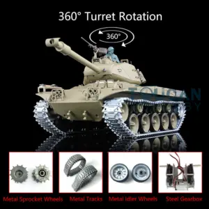 Henglong 1/16 7.0 Upgraded RC Tank Walker USA Bulldog 3839 RTR Remote Control Tank W/ Smoking Steel Gearbox Metal Tracks Sproket