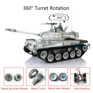 Henglong 1/16 7.0 Upgraded RC Tank Walker USA Bulldog 3839 RTR Remote Control Tank W/ Smoking Steel Gearbox Metal Tracks Sproket