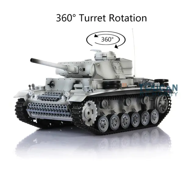 Henglong 1/16 Radio Control Tank Plastic Panzer III L 7.0 Tank 3848 RC Tank w/ 360Degrees Rotating Turret Gearbox Smoking Engine Sound