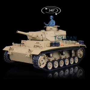 Henglong 1/16 RC Tank 3849 Plastic 7.0 Panzer III H Remote Control Tank w/ Turret Smoking Gearbox Engine Sound Road Wheels