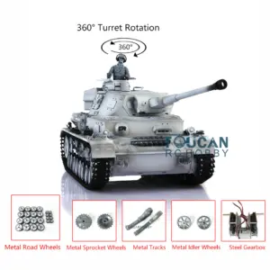 Henglong 1/16 7.0 Customized RC Tank Panzer IV F2 3859 RTR Tank w/ Metal Road Wheels Tracks Idler Sproket Wheels Gun Sound