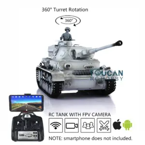 Henglong 1/16 7.0 Remote Control Tank 3859 Panzer IV F2 RC Tank w/ FPV Camera Metal Tracks Infrared Battle BB Shooting Smoking