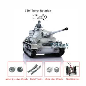 Henglong 1/16 RC Tank 3859 7.0 German Panzer IV F2 Radio Control Tank w/ 360Degrees Rotating Turret Metal Idler Sproket Wheels Smoking