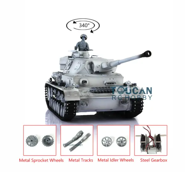 Henglong 1/16 7.0 Upgraded German Panzer IV F2 RTR RC Tank 3859 w/ Metal Tracks Idler Sproket Wheels Smoking Gearbox Sound Effect