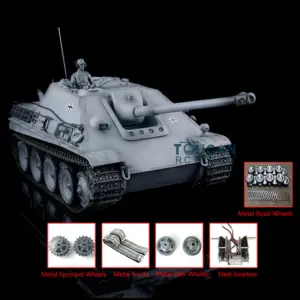 Henglong 1/16 7.0 Customized Radio Control Tank 3869 Jadpanther RTR RC Tank w/ Metal Road Wheel Tracks Idler Sproket Wheel Smoking