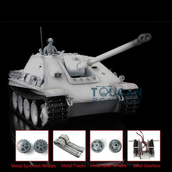 Henglong 1/16 Scale RC Tank 7.0 3869 Upgraded Jadpanther German Tank w/ Metal Tracks Idler Sproket Wheels BB Shooting Engine Sound
