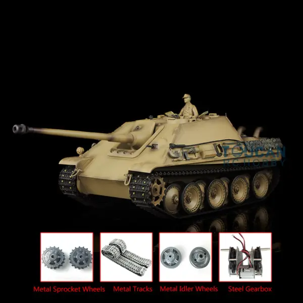 Henglong 1/16 Scale RC Tank 7.0 3869 Upgraded Jadpanther German Tank w/ Metal Tracks Idler Sproket Wheels BB Shooting Engine Sound