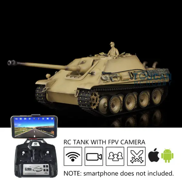 Henglong 1/16 Scale 7.0 Remote Control Tank 3869 Plastic Jadpanther w/ FPV Steel Gearbox Sound Effect BB Shooting IR Battling Tank