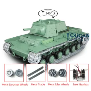 Henglong 1/16 Soviet KV-1 7.0 Version Upgraded 3878 RTR Radio Control Tank W/ Metal Tracks Idler Sproket Wheel Smoking Gearbox