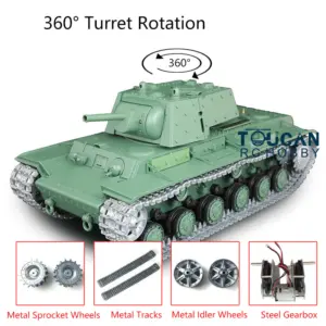Henglong 1/16 Scale 7.0 Upgraded Soviet KV-1 RTR RC Tank 3878 W/ 360Degrees Rotating Turret Metal Idler Sproket Wheels Engine Sound