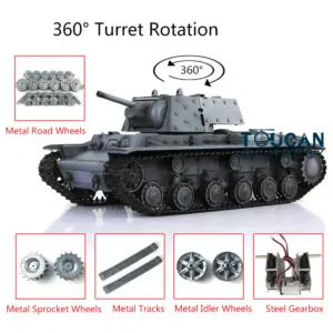 Henglong 1/16 7.0 RC Tank 3878 Customized Soviet KV-1 w/ 360Degrees Rotating Turret Metal Tracks Road Wheels Tracks Idler Sproket Wheel