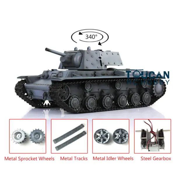 Henglong 1/16 Soviet KV-1 7.0 Version Upgraded 3878 RTR Radio Control Tank W/ Metal Tracks Idler Sproket Wheel Smoking Gearbox