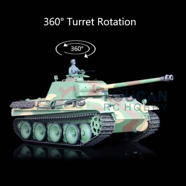 Henglong 1/16 Scale 7.0 RC Tank Plastic German Panther G 3879 RTR BB Shooting Tank w/ 360Degrees Rotating Turret Infrared Battle System