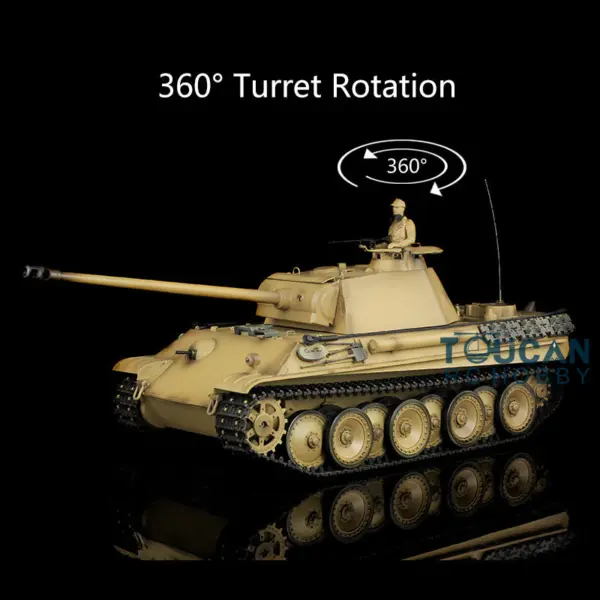 Henglong 1/16 Scale 7.0 RC Tank Plastic German Panther G 3879 RTR BB Shooting Tank w/ 360Degrees Rotating Turret Infrared Battle System