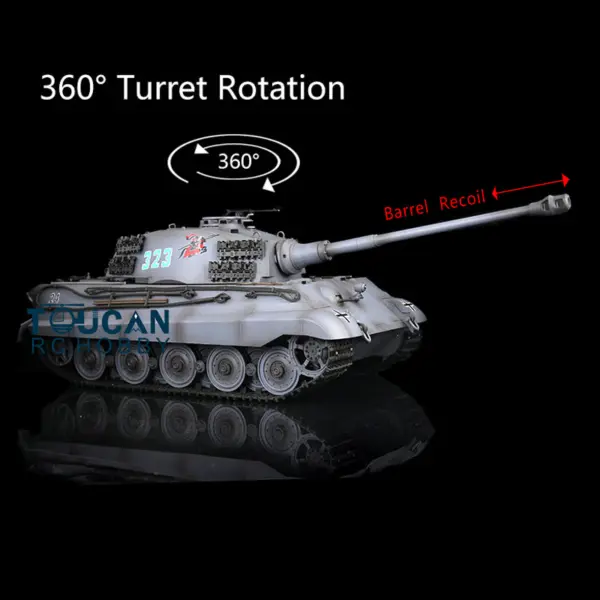 Henglong 1/16 Scale Remote Control Tank 3888A 7.0 Plastic German King Tiger w/ Barrel Recoil 360Degrees Rotating Turret Engine Sound