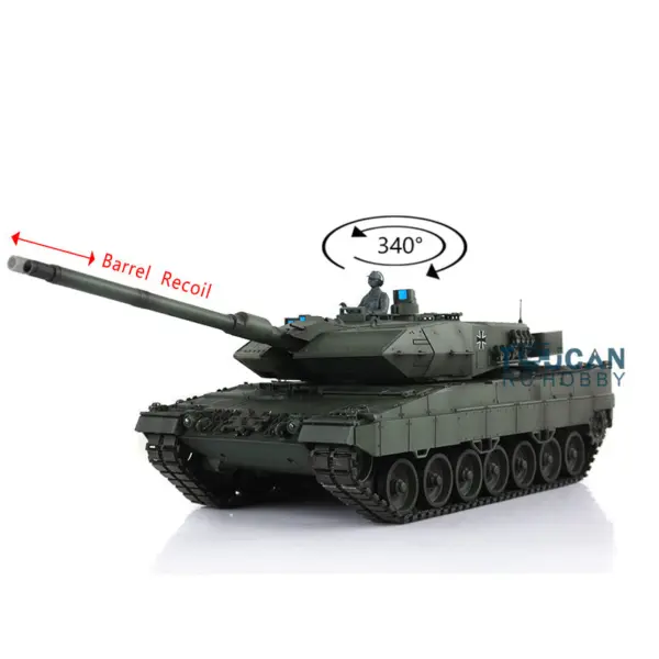 Henglong 1/16 TK7.0 Generation Upgraded Metal German Leopard2A6 RC Tank 3889 Barrel Recoil Ready to Run Simulation Light Sound