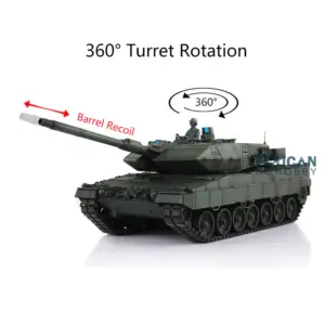 1/16 Heng Long TK7.0 Leopard2A6 RC Main Battle Tank 3889 W/ 360Degrees Rotating Turret Barrel Recoil Airsoft BBs Smoke Light Sound