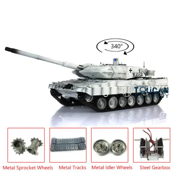 Heng Long Latest Edition 1/16 TK7.0 Upgraded Metal German Leopard2A6 RTR RC Tank 3889 Military Vehicle Shooting BBs Battery