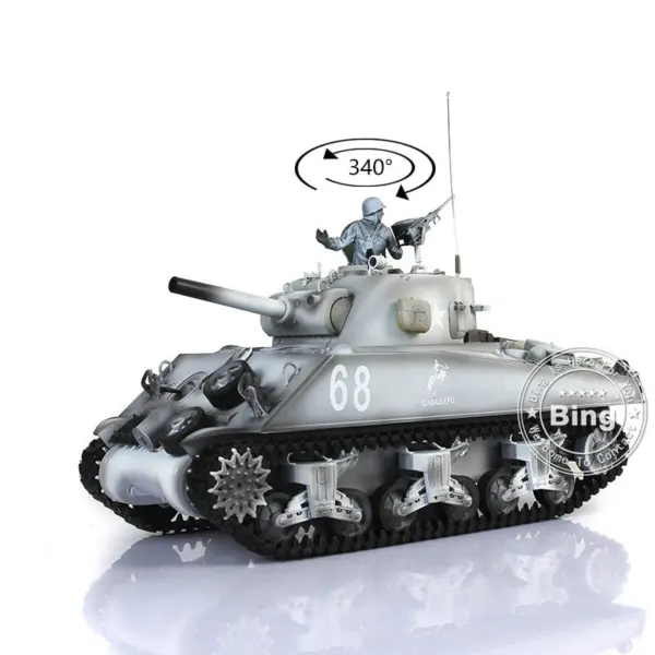 2.4G Henglong 1/16 Scale 7.0 Plastic Version M4A3 Sherman RTR RC Tank Model 3898 w/ Short Barrel BB Shooting IR Battling System