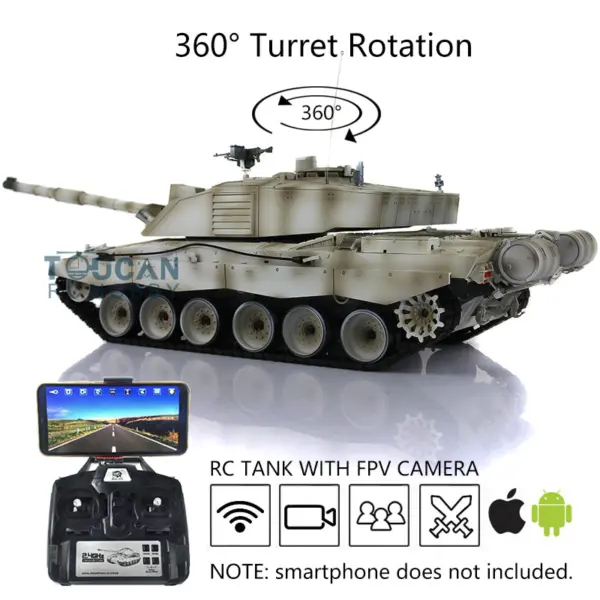 Henglong 7.0 1/16 2.4Ghz Upgraded FPV British Challenger II RTR RC Tank 3908 360Degrees Turret Model Chassis Upper Hull Metal Tracks