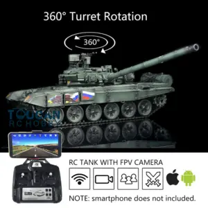 Henglong 7.0 1:16 Scale Russian T90 RTR RC Tank 3938 Model FPV 360Degrees Turret Steel Gearbox Plastic Return Rollers Wheels Tracks