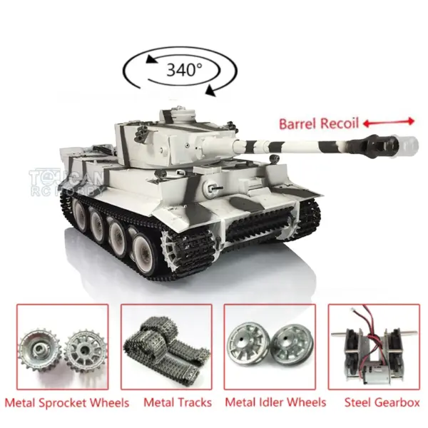 Henglong Remote Control Tank 1/16 7.0 Version Upgraded German Tiger I 3818 w/ Barrel Recoil Metal Idler Sproket Wheels Tracks