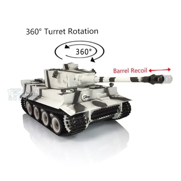 Henglong 1/16 Radio Control Tank Plastic Tiger I German Tank 3818 RC Tank 7.0 Ver w/ 360Degrees Rotating Turret Barrel Recoil Smoking