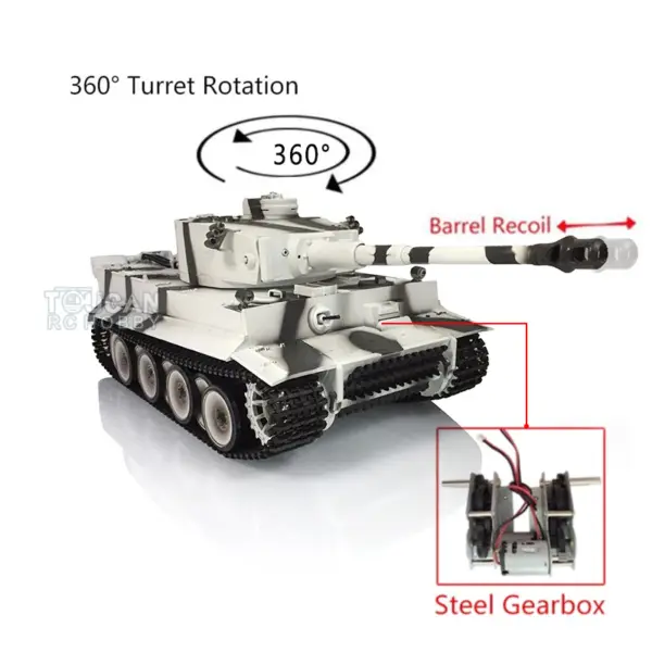 Henglong 1/16 Plastic German Tank 3818 Tiger I RC Tank 7.0 Version Battle Tank w/ 360Degrees Rotating Turret Barrel Recoil Steel Gearbox