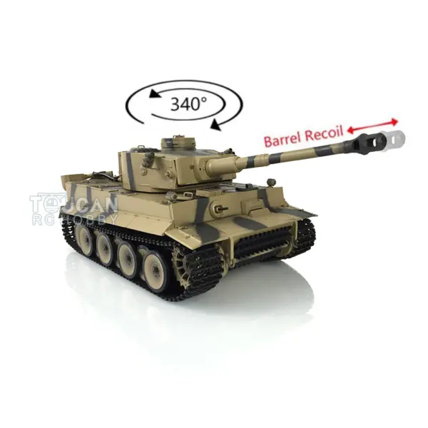 2.4Ghz Henglong 1/16 Plastic German Tiger I Radio Control Tank 3818 7.0 RTR RC Tank BB Shooting Smoking Sound Effect Recoil Barrel