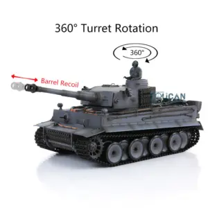 Henglong 1/16 Radio Control Tank Plastic Tiger I German Tank 3818 RC Tank 7.0 Ver w/ 360Degrees Rotating Turret Barrel Recoil Smoking