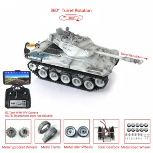Henglong 1/16 Customized RC Tank 3839 Walker Bulldog RTR Tank w/ Barrel Recoil 360Degrees Rotating Turret FPV Phone Holder Sound Effect