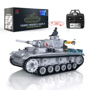 Henglong 1/16 Radio Control Tank Panzer III H 3849 Upgraded 7.0 RTR RC Tank w/ Metal Idler Sproket Wheels Tracks Steel Gearbox