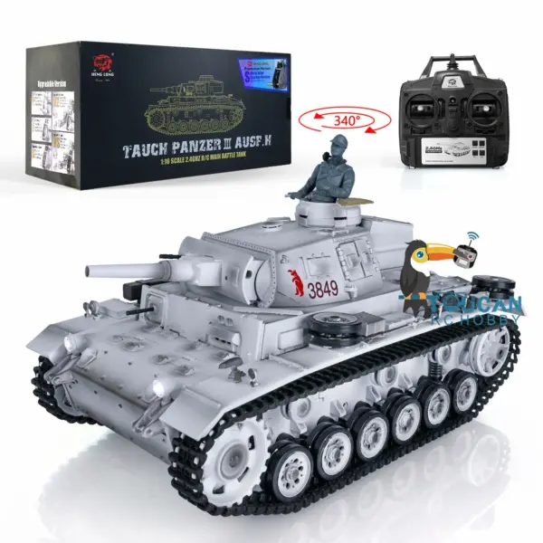 Henglong 1/16 RC Tank 3849 Plastic 7.0 Panzer III H Remote Control Tank w/ Turret Smoking Gearbox Engine Sound Road Wheels