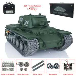 Henglong 1/16 7.0 RC Tank 3878 Customized Soviet KV-1 w/ 360Degrees Rotating Turret Metal Tracks Road Wheels Tracks Idler Sproket Wheel