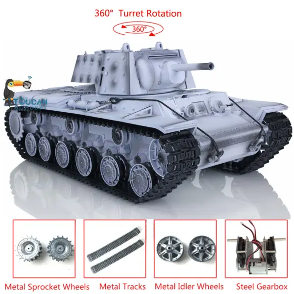 Henglong 1/16 Scale 7.0 Upgraded Soviet KV-1 RTR RC Tank 3878 W/ 360Degrees Rotating Turret Metal Idler Sproket Wheels Engine Sound