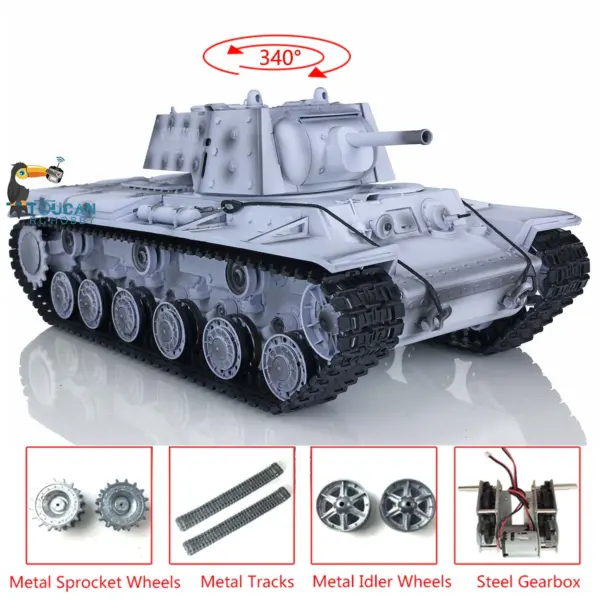 Henglong 1/16 Soviet KV-1 7.0 Version Upgraded 3878 RTR Radio Control Tank W/ Metal Tracks Idler Sproket Wheel Smoking Gearbox