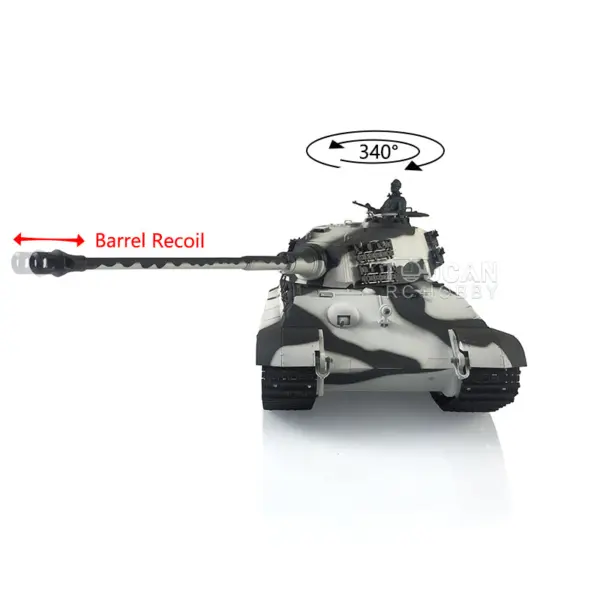 Henglong 1/16 RTR RC Tank 7.0 3888A Plastic German King Tiger w/ Barrel Recoil BB Shooting Gearbox Sound Effect Infrared Battle