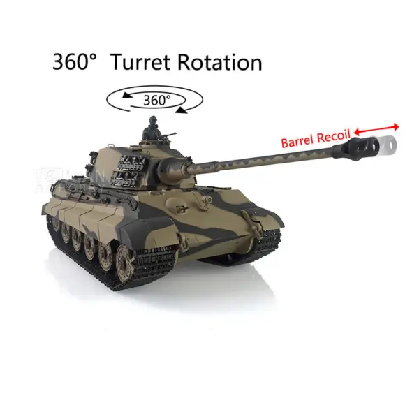 Henglong 1/16 Scale Remote Control Tank 3888A 7.0 Plastic German King Tiger w/ Barrel Recoil 360Degrees Rotating Turret Engine Sound