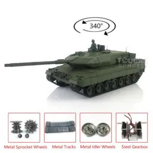 Heng Long Latest Edition 1/16 TK7.0 Upgraded Metal German Leopard2A6 RTR RC Tank 3889 Military Vehicle Shooting BBs Battery
