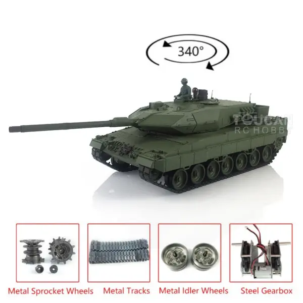 Heng Long Latest Edition 1/16 TK7.0 Upgraded Metal German Leopard2A6 RTR RC Tank 3889 Military Vehicle Shooting BBs Battery