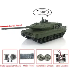 Henglong 1/16 TK7.0 Generation Upgraded Metal German Leopard2A6 RC Tank 3889 Barrel Recoil Ready to Run Simulation Light Sound