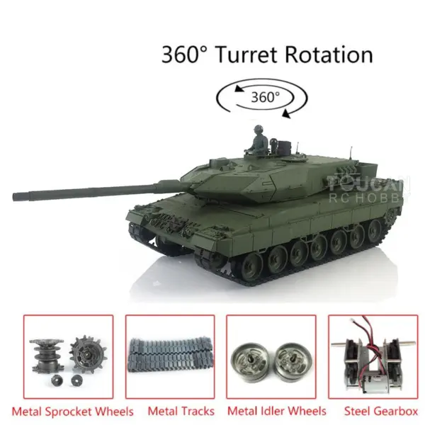 2.4Ghz Remote Controller Henglong 1/16 TK7.0 Edition Metal Leopard2A6 RC Tank 3889 W/ 360Degrees Rotating Turret Battery Charger