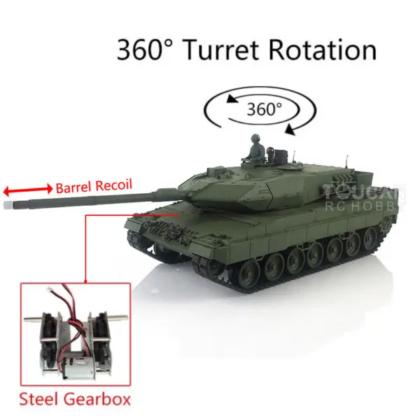 Heng Long 1/16 Military Tank TK7.0 Plastic Leopard2A6 RC Tank 3889 FPV Steel Gearbox Barrel Recoil Radio Control Rotating Turret