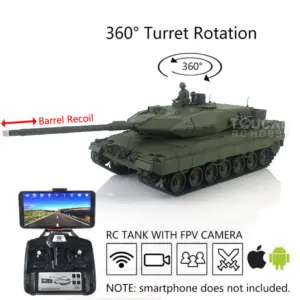 Heng Long 1/16 TK7.0 Generation Leopard2A6 RC Tank 3889 W/ IR Battling Battle FPV System Ready to Run Lights Sounds Smoke